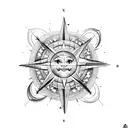 Sun and Moon, Compass tattoo design idea