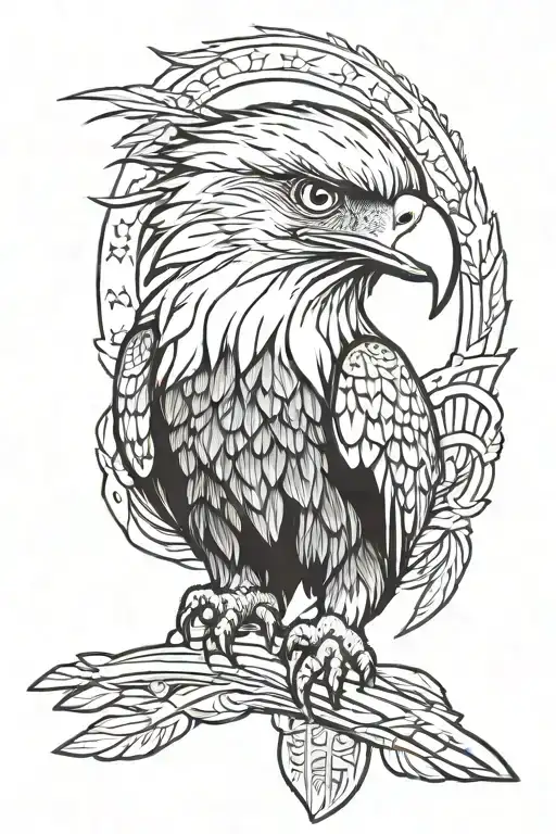 Blad eagle mixed with finnish and american patriotism tattoo design idea