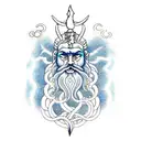 zeus lightning clashing with poseidon trident tattoo design idea