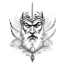 zeus lightning clashing with poseidon trident tattoo design idea