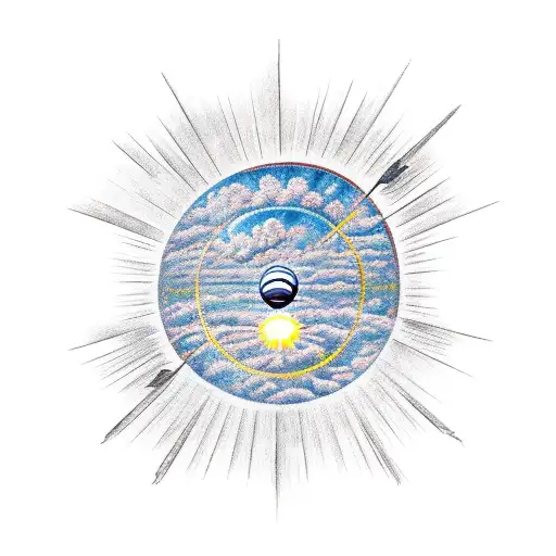 icarus falling out of sky with a sun above him tattoo design idea