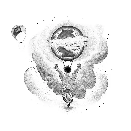 icarus falling out of sky with a sun tattoo design idea