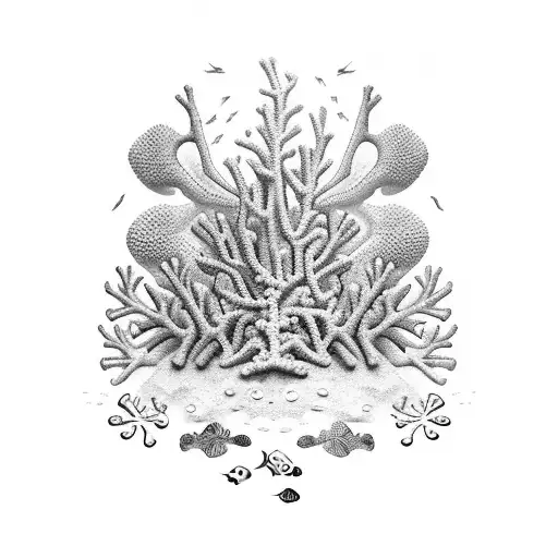 beach coral reef animals tattoo design idea