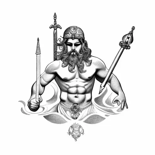 greek god Poseidon  tattoo design idea