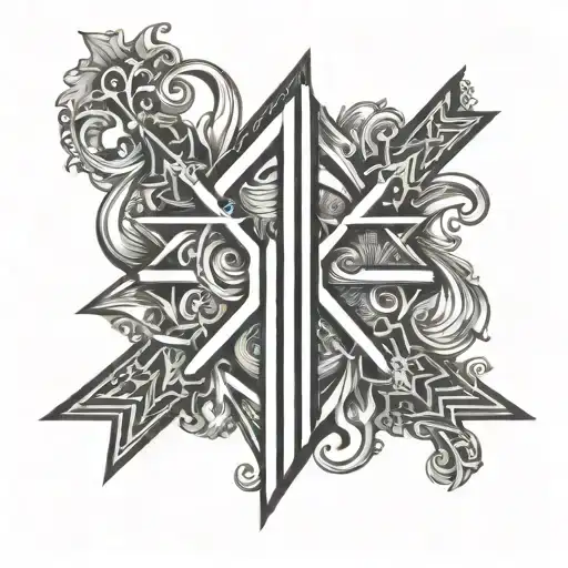 lettre j and m joined together also a star and a Christian cross or something Christian. the word Mia must be hidden tattoo design idea