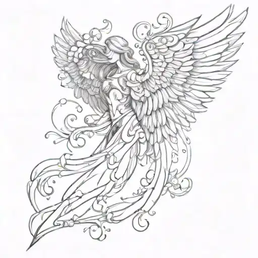 angel wings spread tattoo design idea