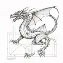 A captivating black-grey tattoo of a dragon wrapped around an architectural blueprint, representing strength and ambition tattoo design idea