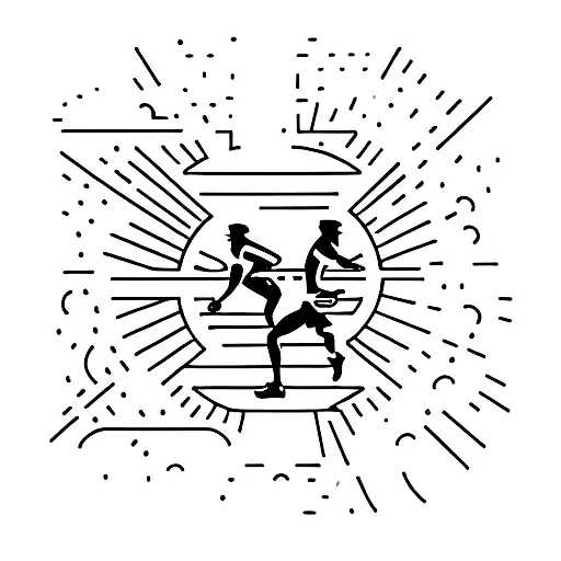 A triathlon-themed tattoo featuring a silhouette of a runner, cyclist, and swimmer in action. tattoo design idea