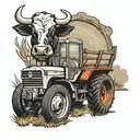 agriculture, tractor, cattle, grandfather memorial tattoo design idea