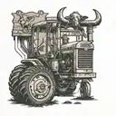 agriculture, tractor, cattle, grandfather memorial tattoo design idea