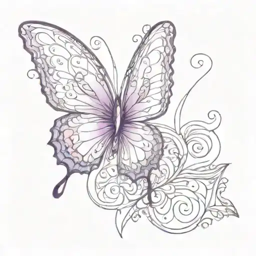 half angel, half butterfly tatto with the butterfly wing colored purple, in loving memory  tattoo design idea