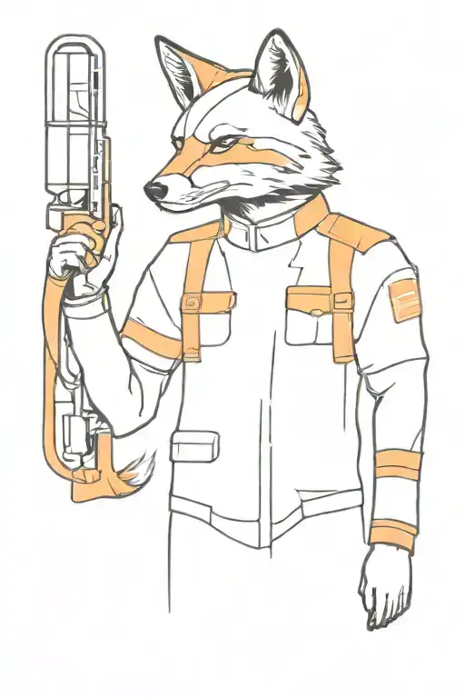 black orange military fox with helmet and cigarette tattoo design idea