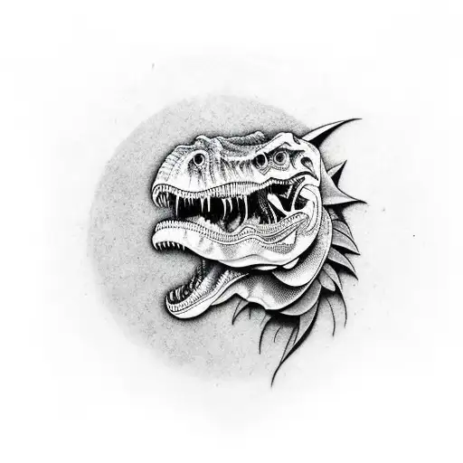 T REX  skull tattoo design idea