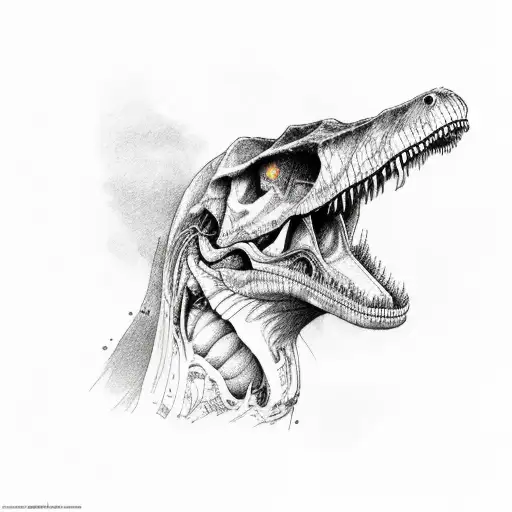 T REX  skull tattoo design idea