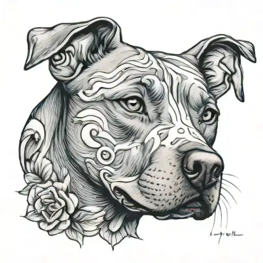 blue nose pitbull dog tattoo design idea