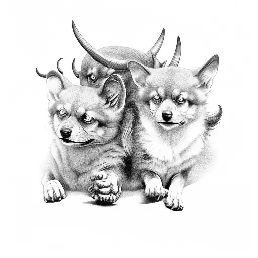 Cerberus in hell tattoo design idea
