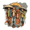 four people in the rain tattoo design idea
