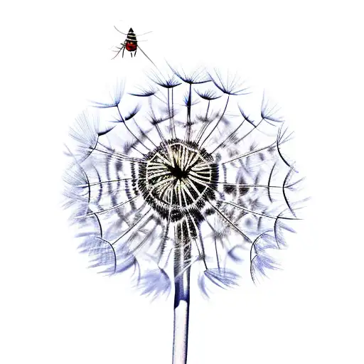 Dandelion with a moth on the stem tattoo design idea