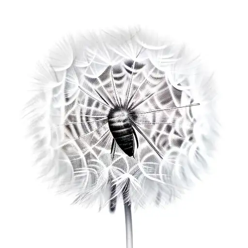 Dandelion with a moth on the stem tattoo design idea