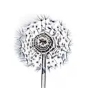 Dandelion with a moth on the stem tattoo design idea