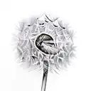 Dandelion with a moth on the stem tattoo design idea