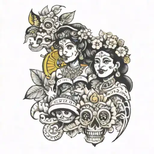Colombian folk festival tattoo design idea