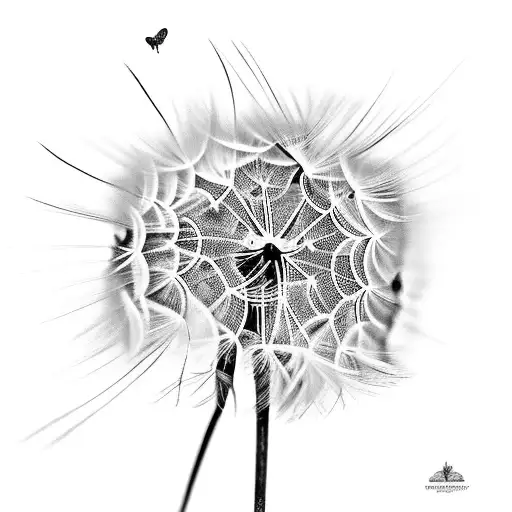 Dandelion blowing in the wind  with butterflies  tattoo design idea