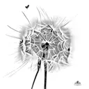 Dandelion blowing in the wind  with butterflies  tattoo design idea