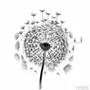 Dandelion blowing in the wind  with butterflies  tattoo design idea