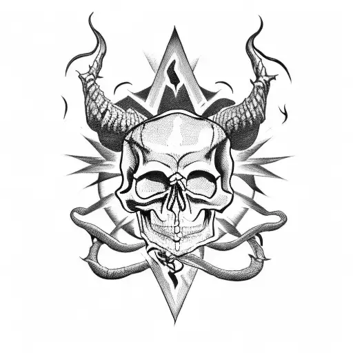 skull satan devil death tattoo design idea