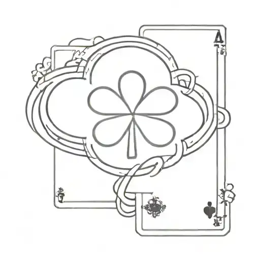 simple sun two playing cards surrounded shamrock helicopter tattoo design idea