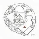 simple sun two playing cards surrounded shamrock helicopter tattoo design idea