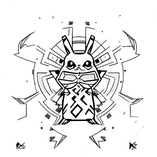 tribal Pikachu  tattoo design idea
