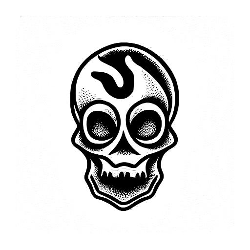 skull with flame tattoo design idea