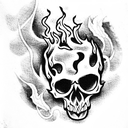 skull with flame tattoo design idea