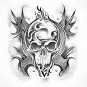 skull with flame tattoo design idea
