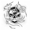 skull with flame tattoo design idea