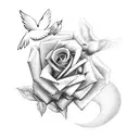 roses, time clock, doves, baby angel tattoo design idea