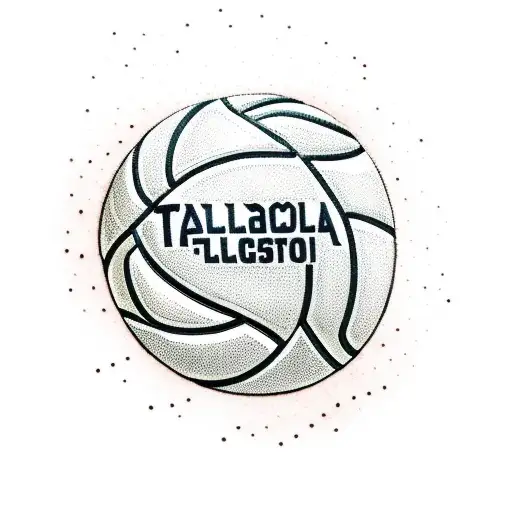 A volleyball player spiking the ball with the name 'Thata' incorporated in the design tattoo design idea