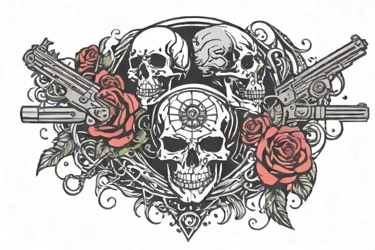 skulls guns n roses tattoo design idea