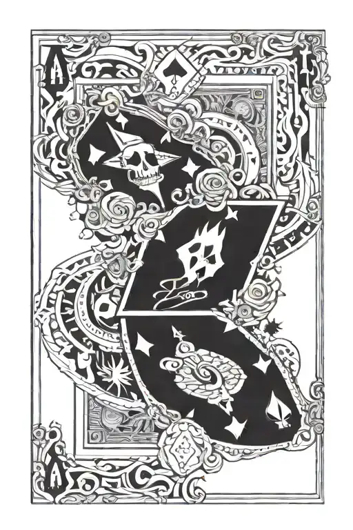 beat tha odds with cards sorrounding and black background tattoo design idea