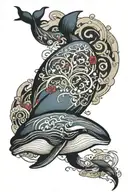 whale diving tattoo design idea