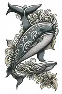 whale diving tattoo design idea