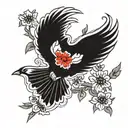 korean national flag, korean national flower, magpie tattoo design idea