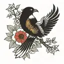 korean national flag, korean national flower, magpie tattoo design idea
