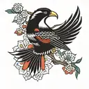 korean national flag, korean national flower, magpie tattoo design idea