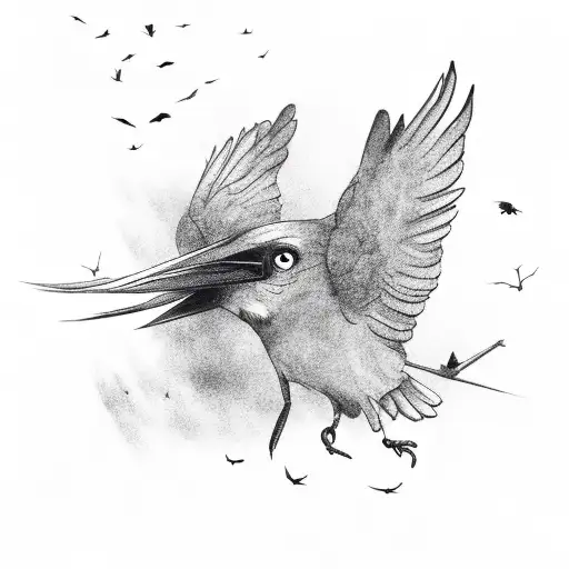  crows flying aways from a fallen crow tattoo design idea