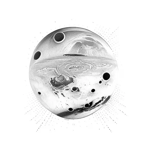 Mars god inside Mars planet tattoo design idea