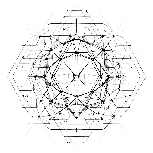 A geometric representation of a circuit controller surrounded by sound waves tattoo design idea