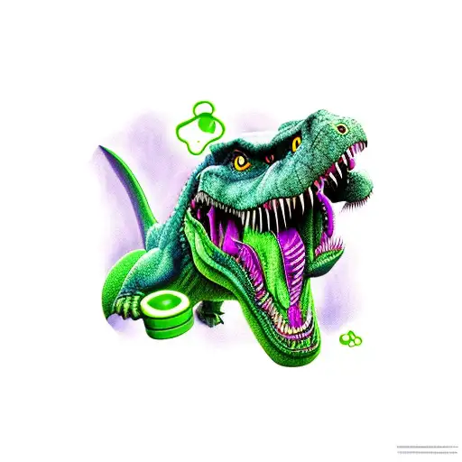 trex with green md ribbon tattoo design idea